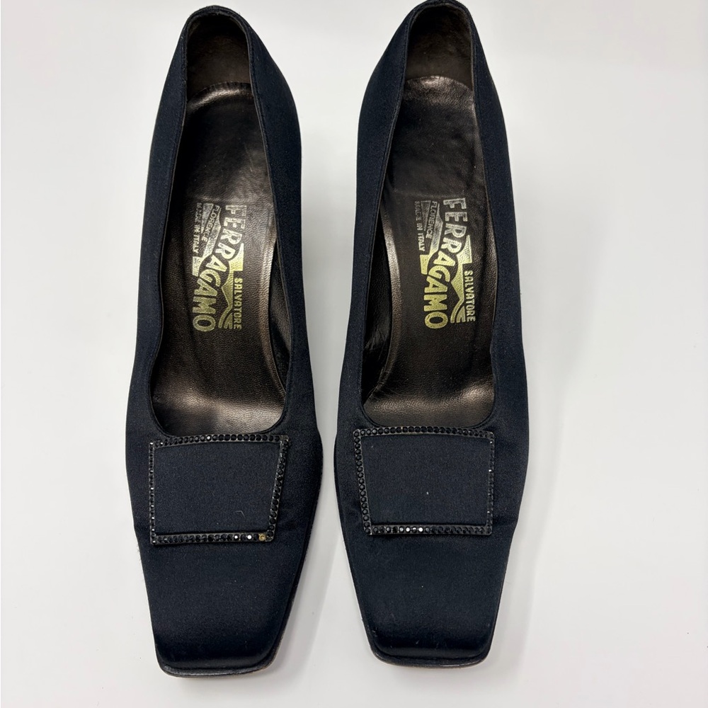 Salvatore Ferragamo Women's Black Square-Toe Pumps